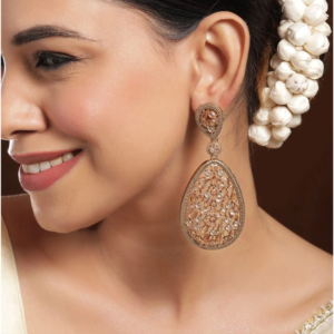 Golden Aura American Diamond Zirconia Dangling Earrings