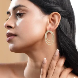 Triple Halo Spark CZ Oval Studs