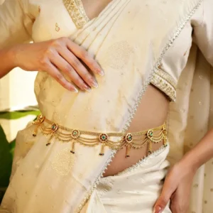 Ruby and Emerald Accents Saree Accessories