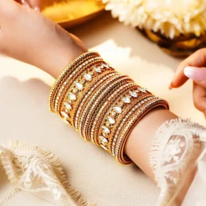 Vintage Luxe Crystal Gold Bangles