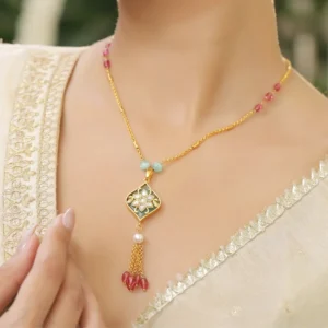 Captivating Multicolour Gold Plated Pendant Necklace