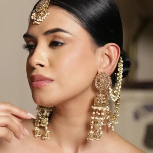 Golden Glam Kaan Phool Jhumka Earrings