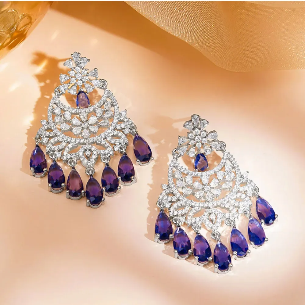 Ethereal Purple Spark Chandelier Earrings - Image 2