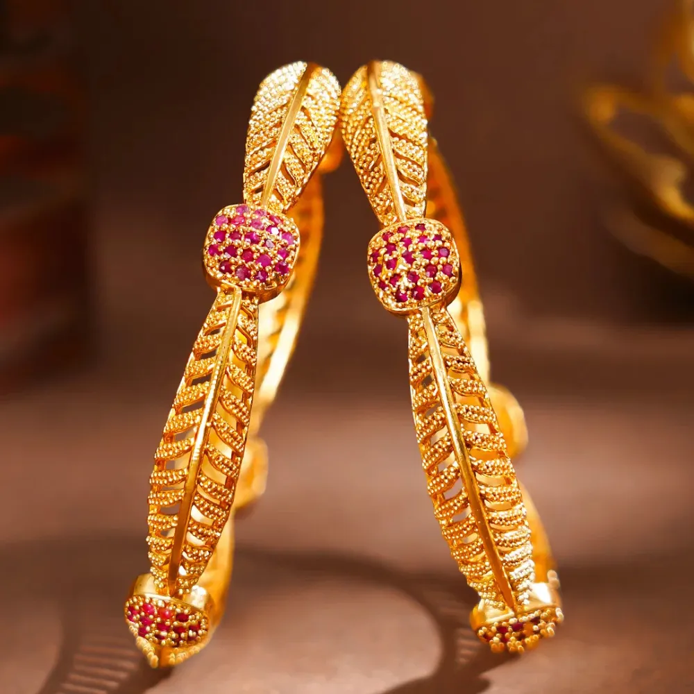 Festive Bloom Gold Plated Bangles - Image 2
