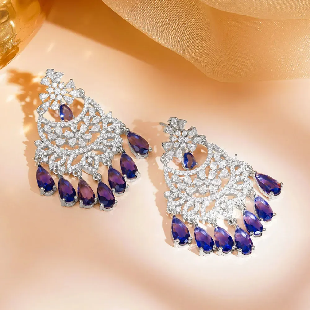 Ethereal Purple Spark Chandelier Earrings - Image 3
