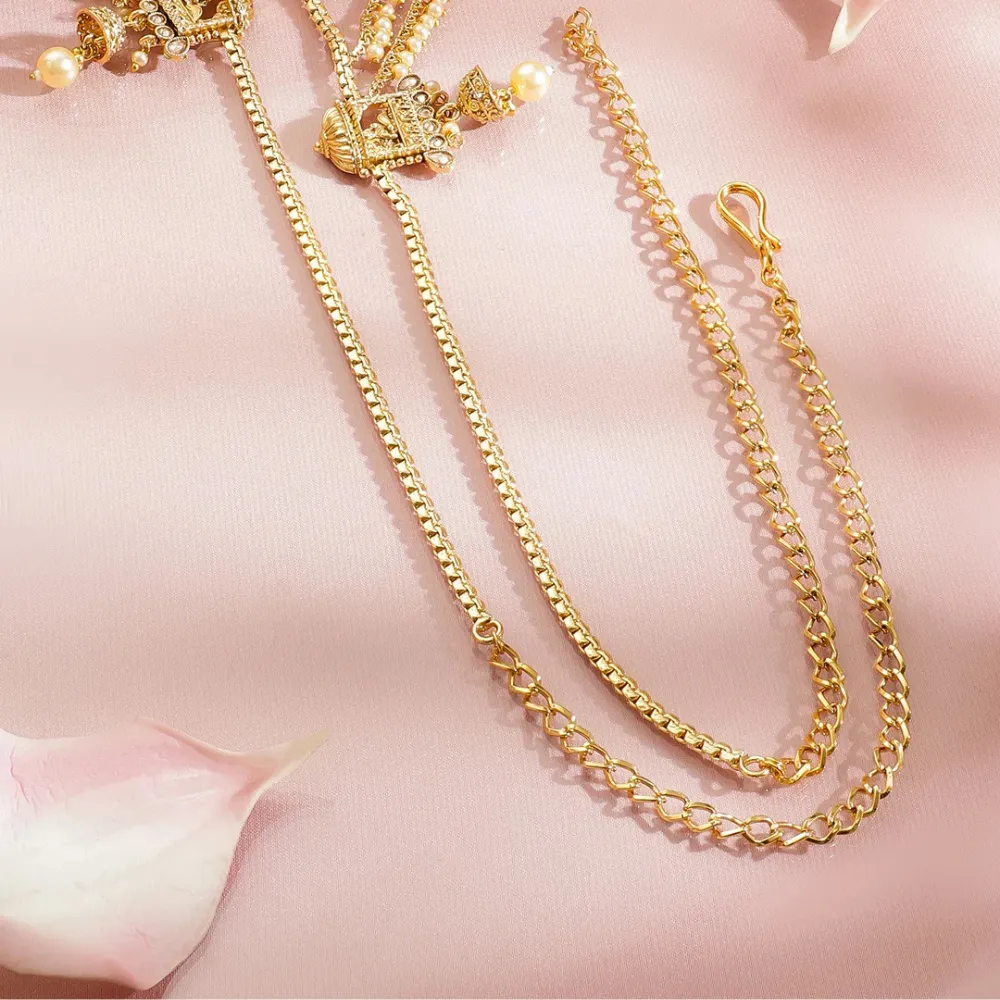 Wedding Shine Gold Pearl Kamarbandh - Image 4