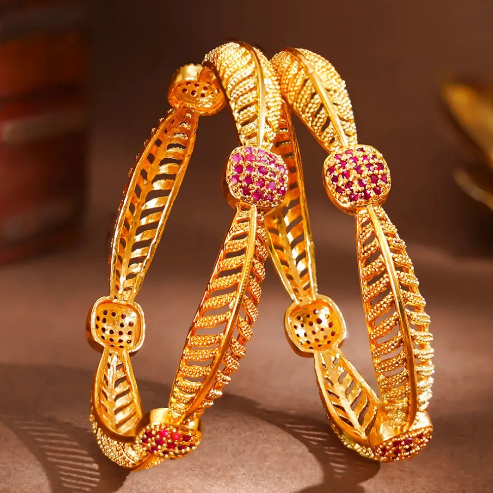 Festive Bloom Gold Plated Bangles - Image 3
