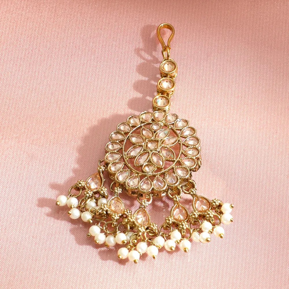 Golden Glam Kaan Phool Jhumka Earrings - Image 4