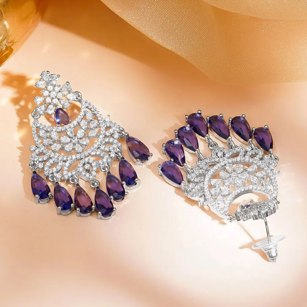 Ethereal Purple Spark Chandelier Earrings - Image 4