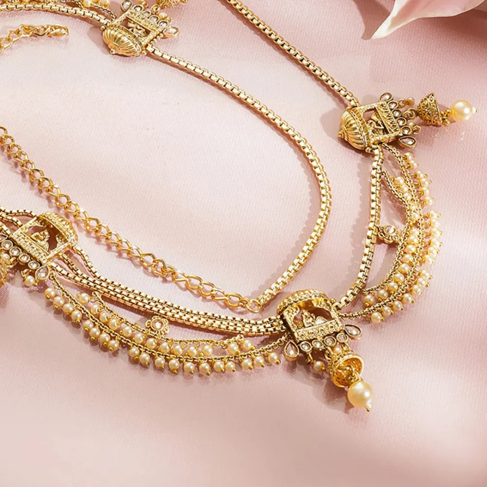 Wedding Shine Gold Pearl Kamarbandh - Image 3