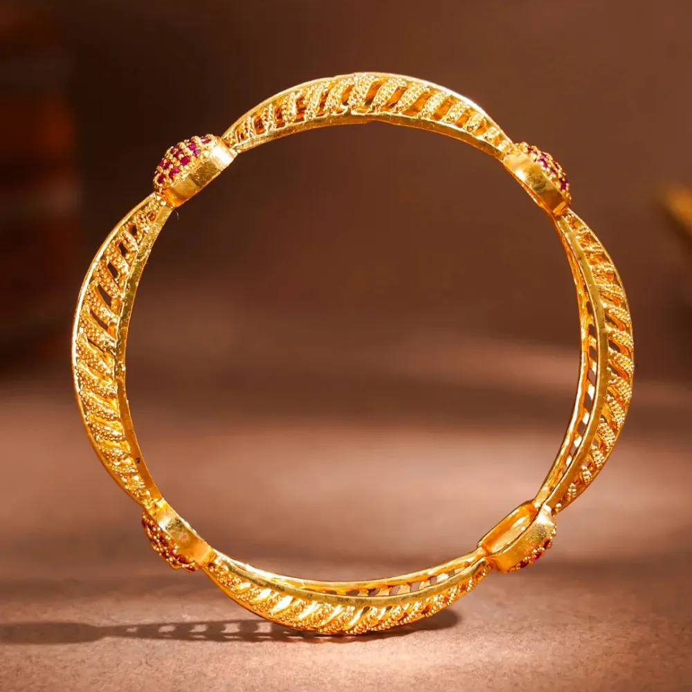Festive Bloom Gold Plated Bangles - Image 4
